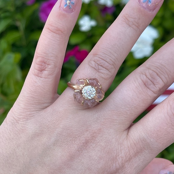 Swarovski Floral Motif Ring in Pink Crystal - Picture 2 of 16